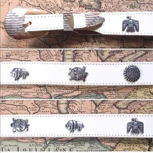 Vintage White Leather Belt